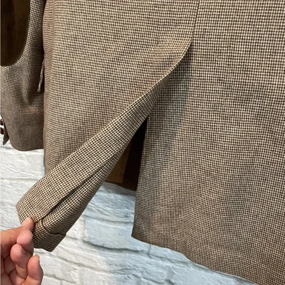 Vintage H BAR C Ranchwear Mens Western Brown Wool Plaid Elbow Patch Blazer Sz 44